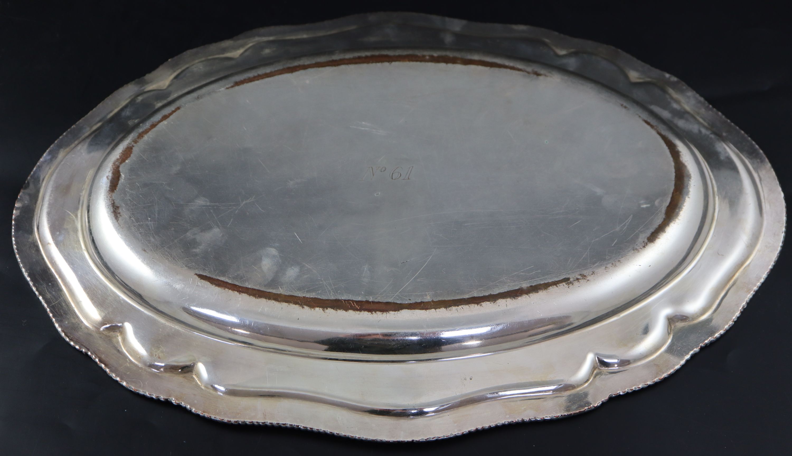 A George III Old Sheffield plate oval meat dish, 42.5cm